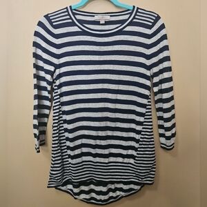 Roz And Ali Striped Sweater Women's Size S 3/4 Sleeve Cotton Blend